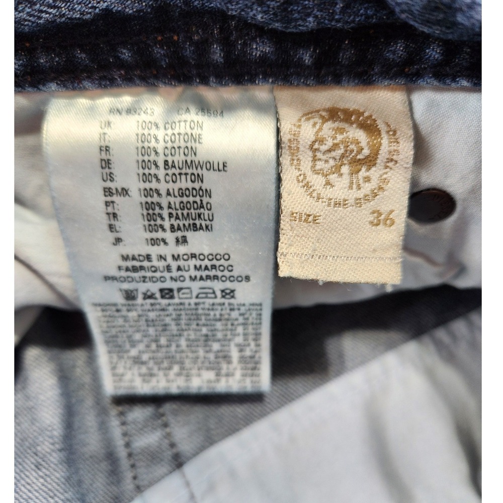 Diesel Viker Regular Straight Leg Jeans Mens 36x32 Blue Distressed Wash 0RBE4 - Picture 5 of 6